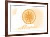 Maryland - Compass - Yellow - Coastal Icon-Lantern Press-Framed Art Print