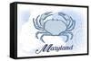 Maryland - Crab - Blue - Coastal Icon-Lantern Press-Framed Stretched Canvas