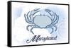 Maryland - Crab - Blue - Coastal Icon-Lantern Press-Framed Stretched Canvas