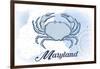 Maryland - Crab - Blue - Coastal Icon-Lantern Press-Framed Premium Giclee Print