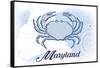 Maryland - Crab - Blue - Coastal Icon-Lantern Press-Framed Stretched Canvas