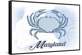 Maryland - Crab - Blue - Coastal Icon-Lantern Press-Framed Stretched Canvas