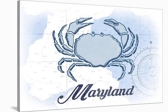 Maryland - Crab - Blue - Coastal Icon-Lantern Press-Stretched Canvas