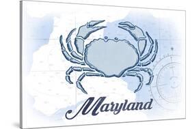 Maryland - Crab - Blue - Coastal Icon-Lantern Press-Stretched Canvas