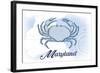 Maryland - Crab - Blue - Coastal Icon-Lantern Press-Framed Art Print