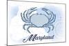 Maryland - Crab - Blue - Coastal Icon-Lantern Press-Mounted Art Print
