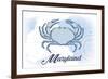 Maryland - Crab - Blue - Coastal Icon-Lantern Press-Framed Premium Giclee Print