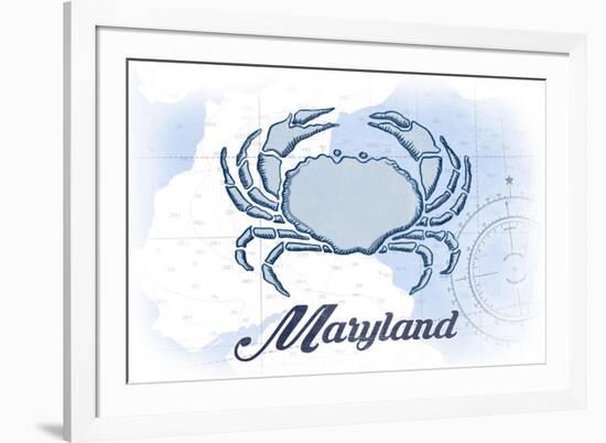 Maryland - Crab - Blue - Coastal Icon-Lantern Press-Framed Art Print