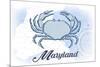 Maryland - Crab - Blue - Coastal Icon-Lantern Press-Mounted Art Print