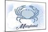 Maryland - Crab - Blue - Coastal Icon-Lantern Press-Mounted Art Print