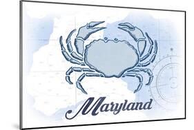 Maryland - Crab - Blue - Coastal Icon-Lantern Press-Mounted Art Print