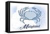 Maryland - Crab - Blue - Coastal Icon-Lantern Press-Framed Stretched Canvas