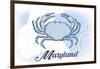 Maryland - Crab - Blue - Coastal Icon-Lantern Press-Framed Art Print