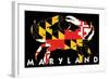 Maryland - Crab Flag (Black with White Text)-Lantern Press-Framed Art Print