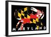 Maryland - Crab Flag (Black with White Text)-Lantern Press-Framed Art Print