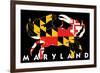 Maryland - Crab Flag (Black with White Text)-Lantern Press-Framed Premium Giclee Print