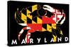 Maryland - Crab Flag (Black with White Text)-Lantern Press-Stretched Canvas