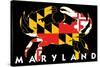 Maryland - Crab Flag (Black with White Text)-Lantern Press-Stretched Canvas