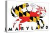 Maryland - Crab Flag (White with Black Text)-Lantern Press-Stretched Canvas