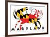 Maryland - Crab Flag (White with Black Text)-Lantern Press-Framed Art Print
