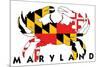 Maryland - Crab Flag (White with Black Text)-Lantern Press-Mounted Art Print