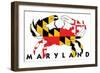 Maryland - Crab Flag (White with Black Text)-Lantern Press-Framed Art Print