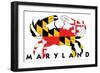 Maryland - Crab Flag (White with Black Text)-Lantern Press-Framed Art Print