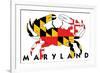 Maryland - Crab Flag (White with Black Text)-Lantern Press-Framed Premium Giclee Print