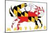 Maryland - Crab Flag (White)-Lantern Press-Mounted Art Print