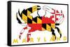 Maryland - Crab Flag (White)-Lantern Press-Framed Stretched Canvas