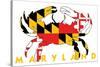 Maryland - Crab Flag (White)-Lantern Press-Stretched Canvas