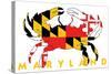 Maryland - Crab Flag (White)-Lantern Press-Stretched Canvas