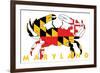 Maryland - Crab Flag (White)-Lantern Press-Framed Premium Giclee Print