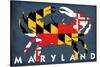 Maryland - Crab Flag-Lantern Press-Stretched Canvas