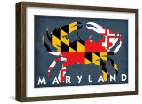 Maryland - Crab Flag-Lantern Press-Framed Art Print