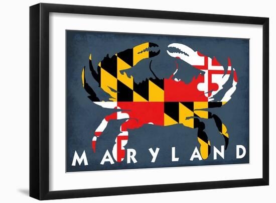 Maryland - Crab Flag-Lantern Press-Framed Art Print