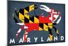 Maryland - Crab Flag-Lantern Press-Mounted Art Print