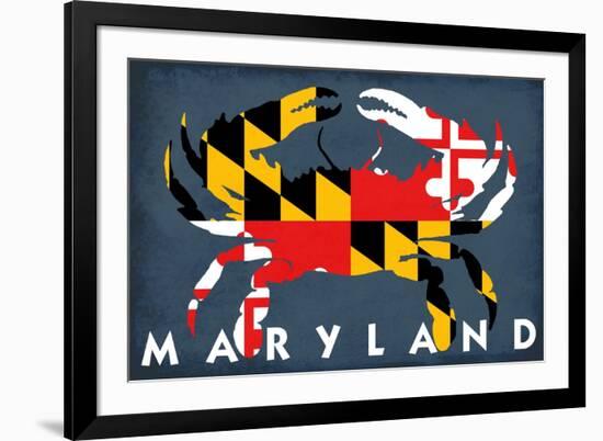 Maryland - Crab Flag-Lantern Press-Framed Art Print