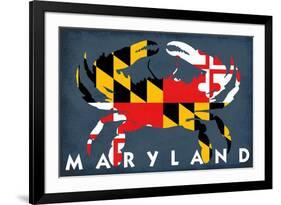 Maryland - Crab Flag-Lantern Press-Framed Art Print