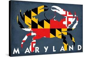 Maryland - Crab Flag-Lantern Press-Stretched Canvas