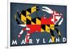 Maryland - Crab Flag-Lantern Press-Framed Art Print