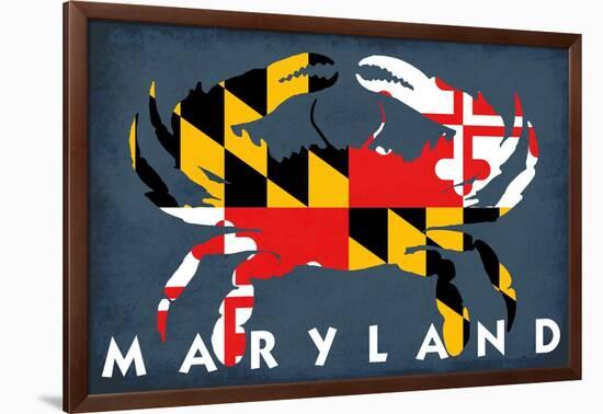 Maryland - Crab Flag-Lantern Press-Framed Art Print