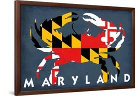 Maryland - Crab Flag-Lantern Press-Framed Art Print