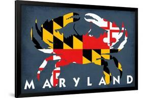 Maryland - Crab Flag-Lantern Press-Framed Art Print