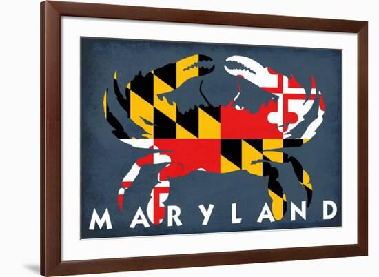 Maryland - Crab Flag-Lantern Press-Framed Premium Giclee Print