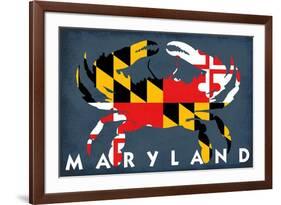 Maryland - Crab Flag-Lantern Press-Framed Premium Giclee Print