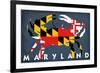 Maryland - Crab Flag-Lantern Press-Framed Premium Giclee Print