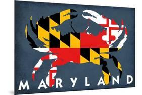 Maryland - Crab Flag-Lantern Press-Mounted Premium Giclee Print