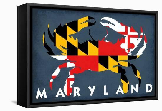 Maryland - Crab Flag-Lantern Press-Framed Stretched Canvas