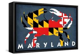 Maryland - Crab Flag-Lantern Press-Framed Stretched Canvas